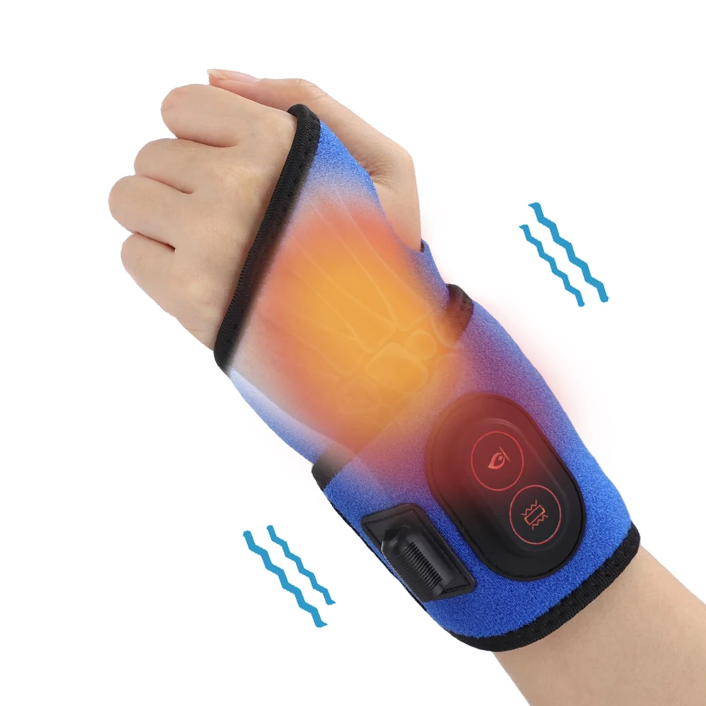 

Pain Relief Hot Compress Hand Joint Protection Belt Wrist Brace Wrap Electric Infrared Heating Vibration Wrist Massager