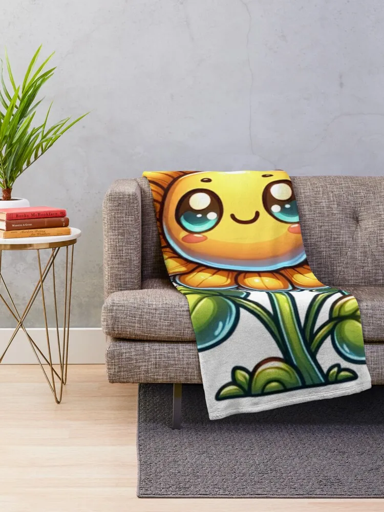 Smiling Sunflower: Nature's Joy Throw Blanket Shaggy Blankets Sofas Of Decoration warm winter Blankets