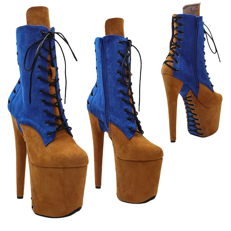 Leecabe  20CM/8inches Suede  Upper  Mix color   Fashion trend   platform Pole Dance boot