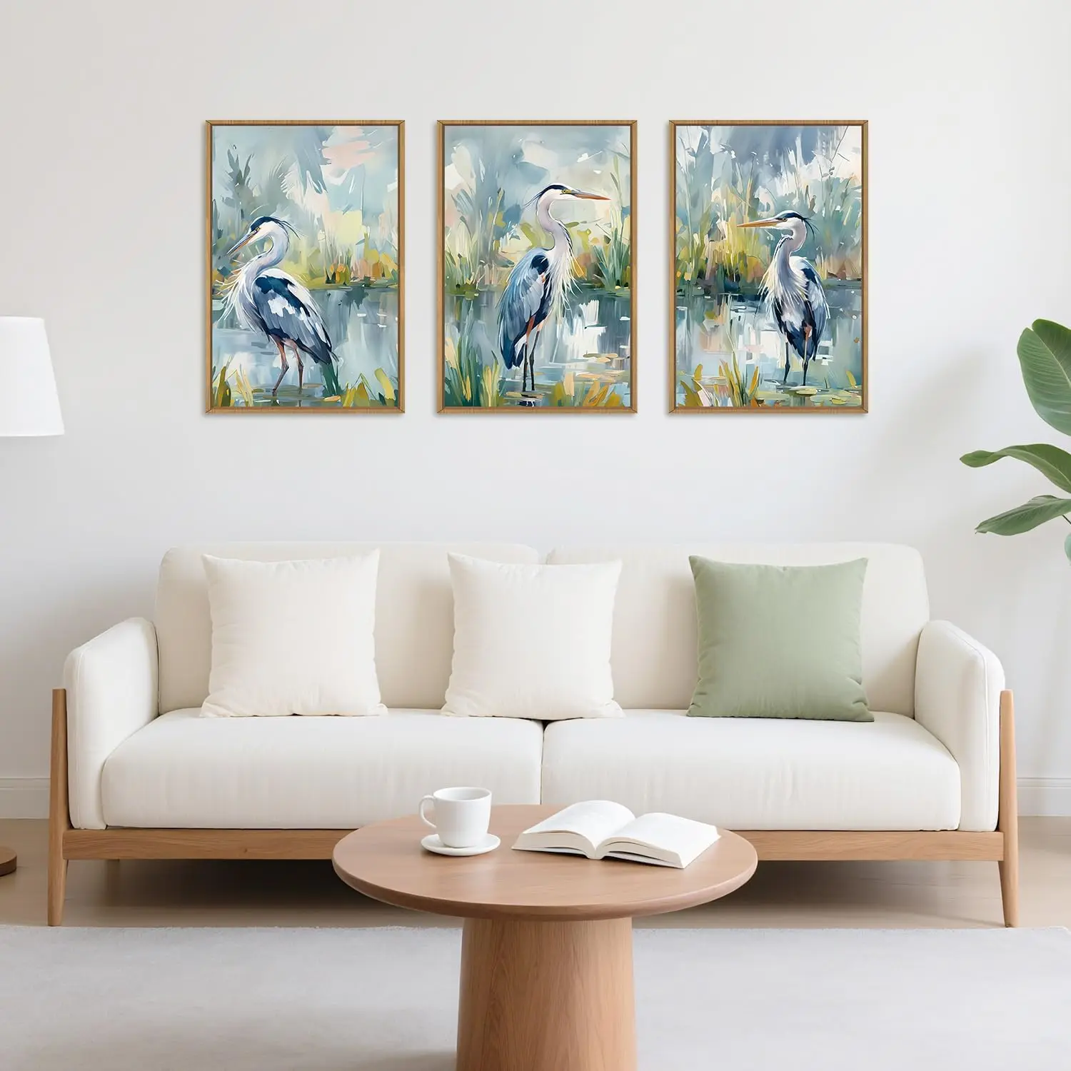 3pcs The Large Blue Heron Wall with Animal Canvas Posters Featuring Bohemian Natural Bird Art Printed Materials Home Decoration