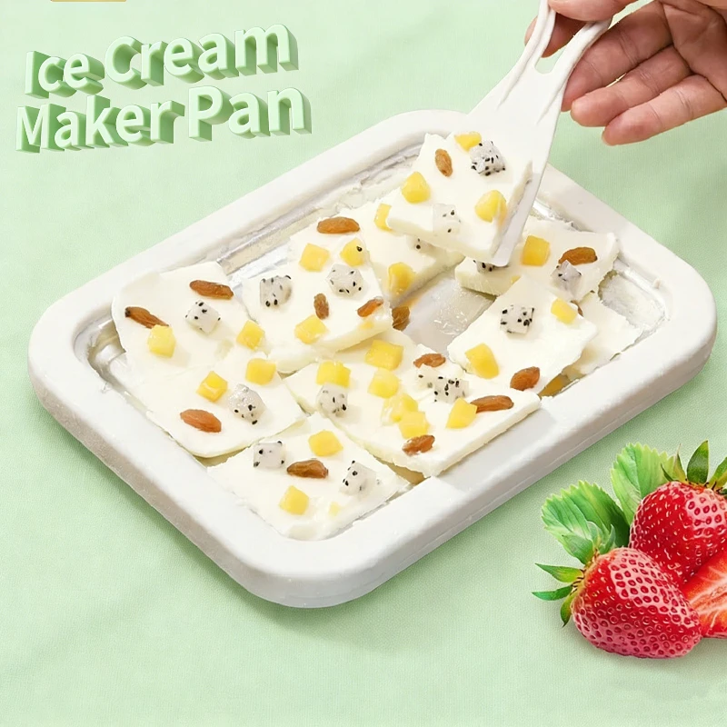 Multifunktionale Haushalts Gerollt Eismaschine Kinder DIY Joghurt Maker Edelstahl Rühren Gebratene Eis Tablett Eis Rühren Braten Maschine