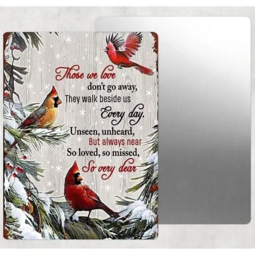 Cardinal Loved Ones Vintage Retro Tin Sign Door Home Wall Decor Metal