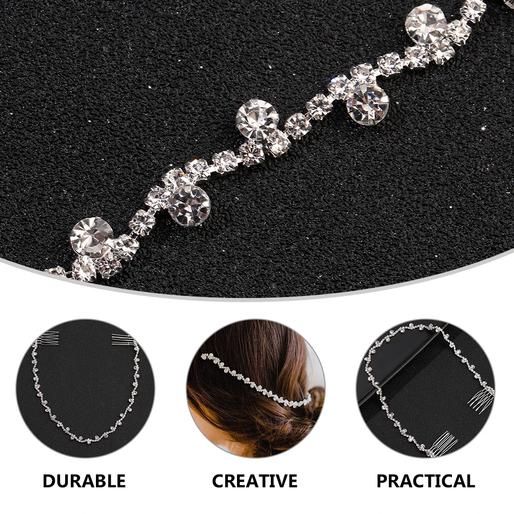 

Women Wedding Chain Comb Bride Rhinestone Headband Hair Accessories Bridal Decor Photo Shoots Elegant Durable Perfect
