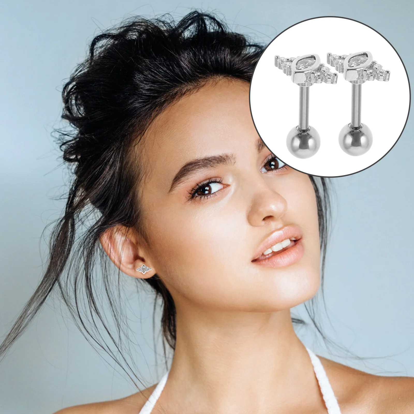 

1Pair Zircon Ear Studs Charming Elegant Earrings for Women Daily Wear Party Wedding Stylish Jewelry Zircon Ear Studs