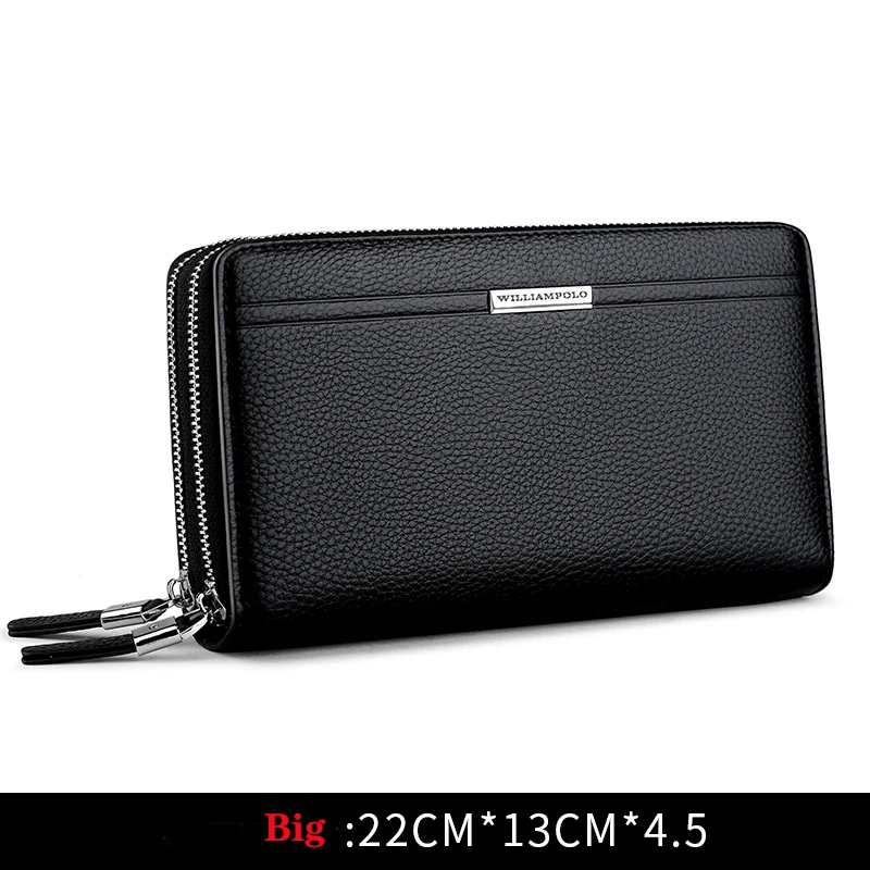 Men's casual large capacity leather handbag, fashionable personalized wallet, multifunctional mobile phone bag holder