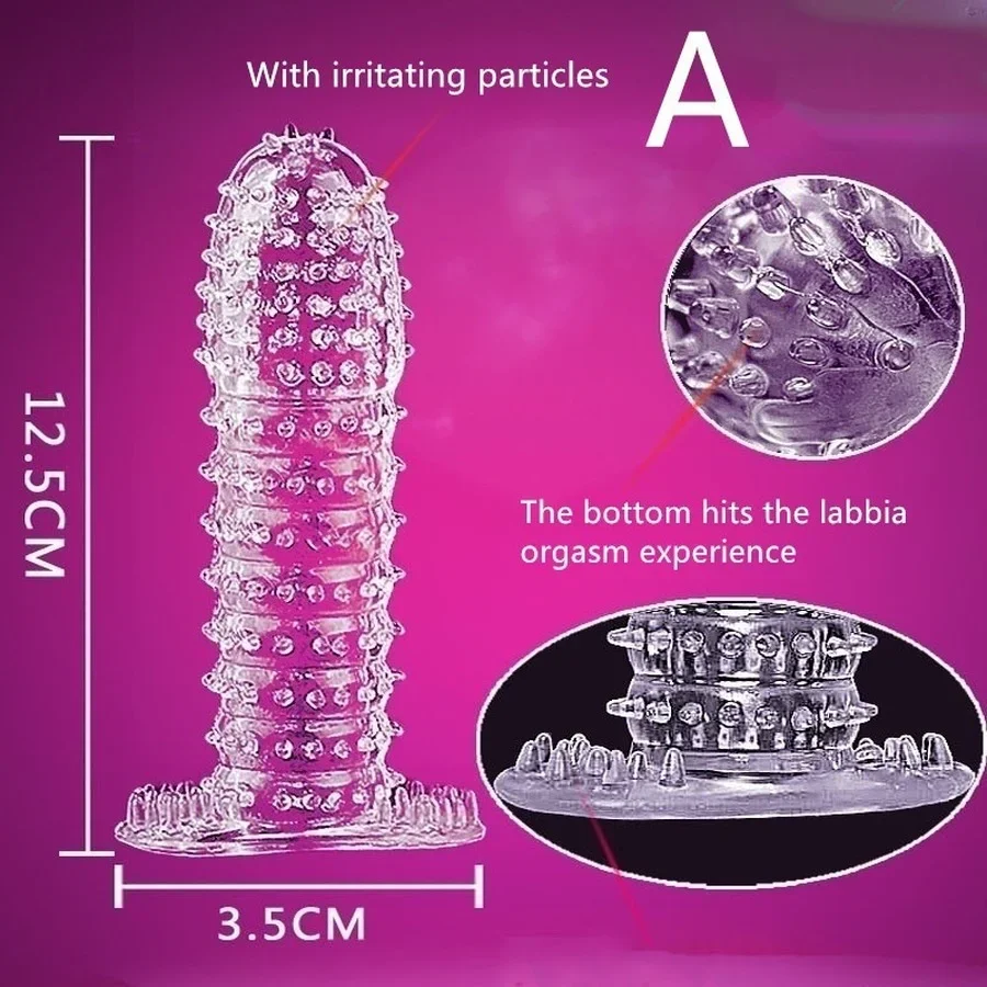 Silicone Penis Enlargement 18CM Reusable Condoms Penis Extender Sleeve Delay Ejaculation Crystal Condom Lasting Sex Toys for Man