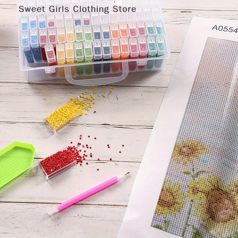 

Plastic Storage Box DIY Diamond Painting Beads Charms Jewelry Accessories Organizer Box Transparent Rectangular Bead Organizer