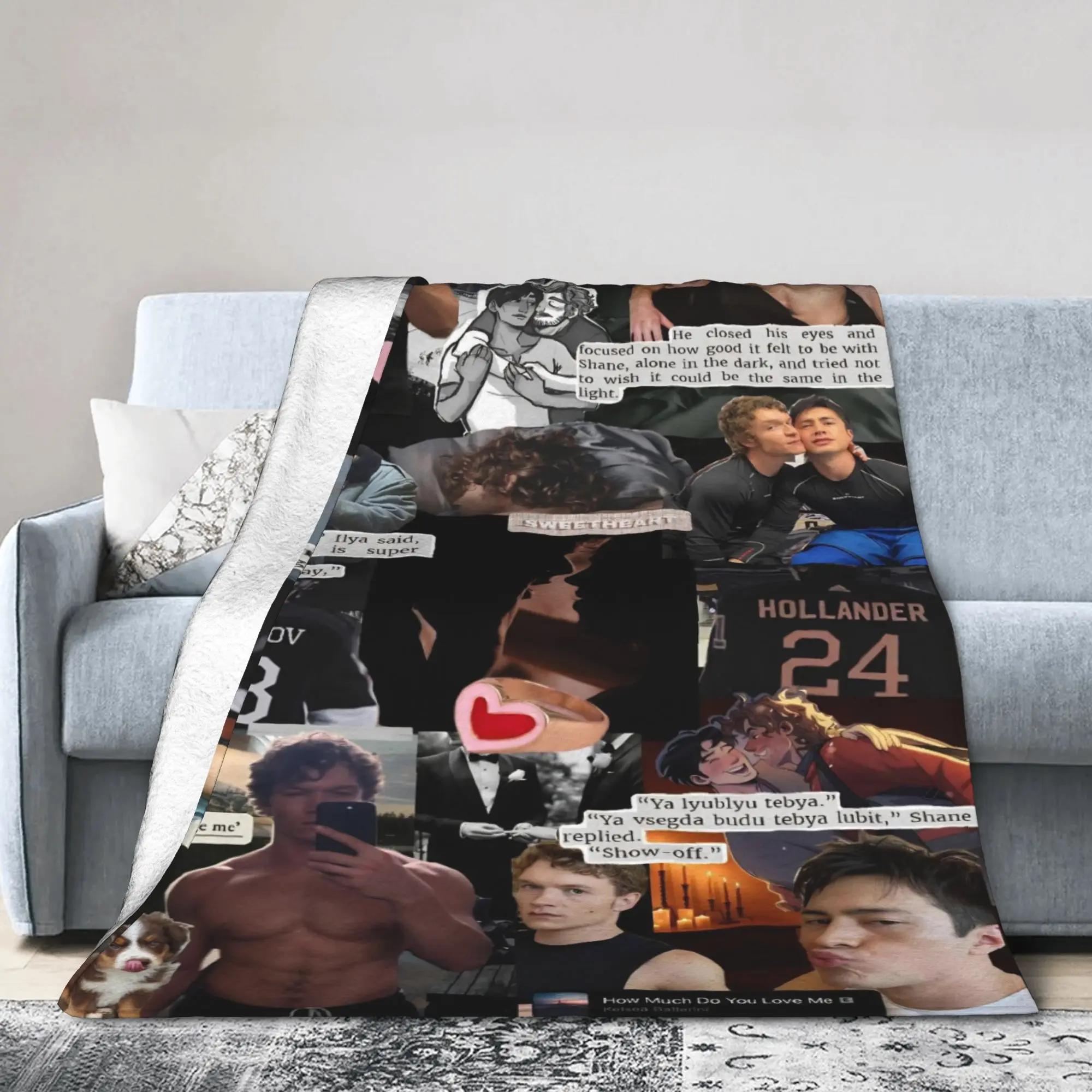 Heated Rivalry Humorous  Accessories Blankets Super Soft Fleece Hollander  and Ilya Rozanov  Throw Blankets Cozy Rug Piece