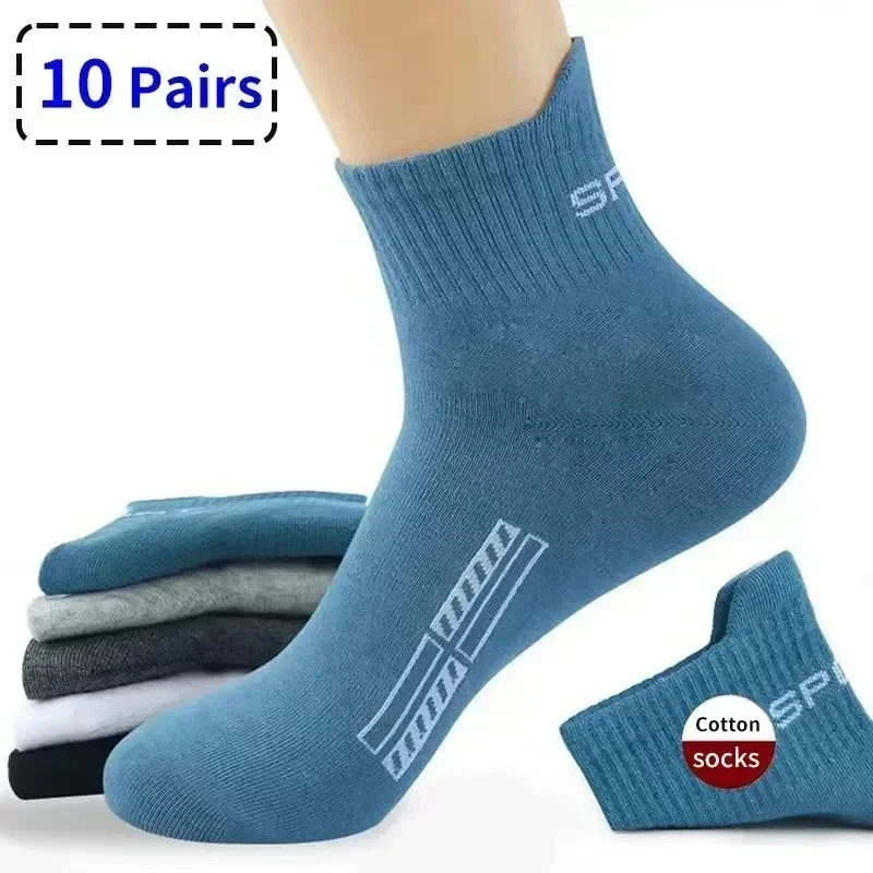 

Large Cotton Sports Breathable Man Size38-45 Quality Men Run Socks Sokken Lot 10 High Casual Gift Men