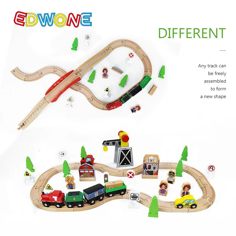 Children's Wooden Track Set, Various Wooden Track Parts Magnetic Train Wooden Accessories Boys And Girls Toy Gifts G20