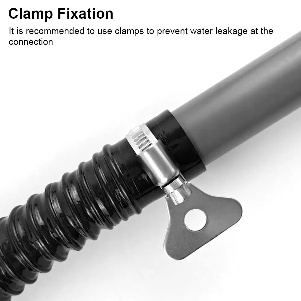 1Pcs I.D 20/25/32/40mm Corrugated Hose Inlet Outlet Hose Rubber Head Aquarium Corrugated Pipe with Clamps Soft Fish Tank Tube