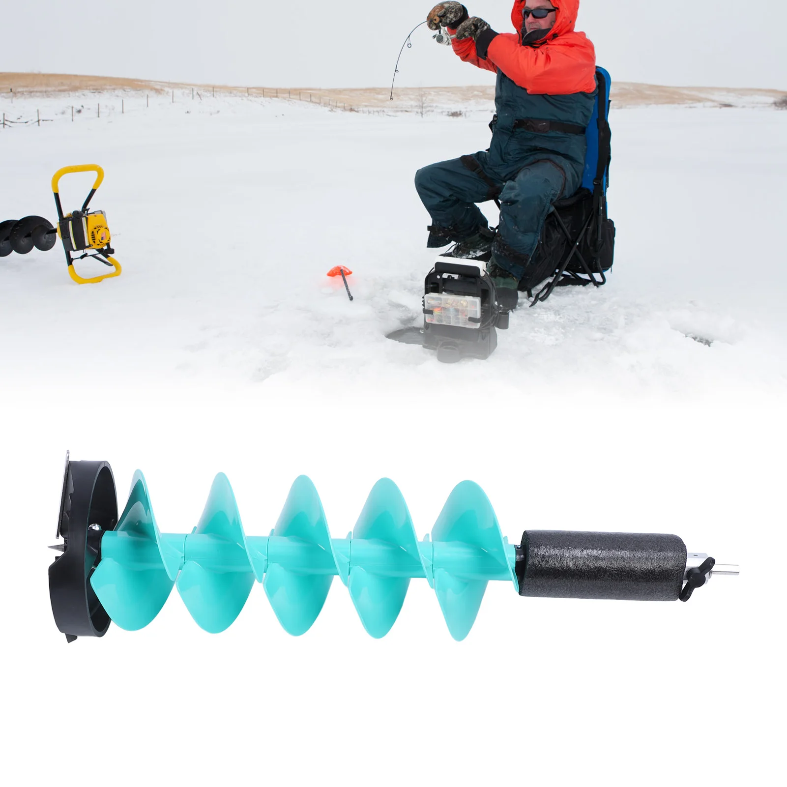 28.7 In Ice Auger Drill Bit 8 Inch Diameter 28.7 Inch Length Floatable Carbide Nylon Ice Fishing Drill Bit
