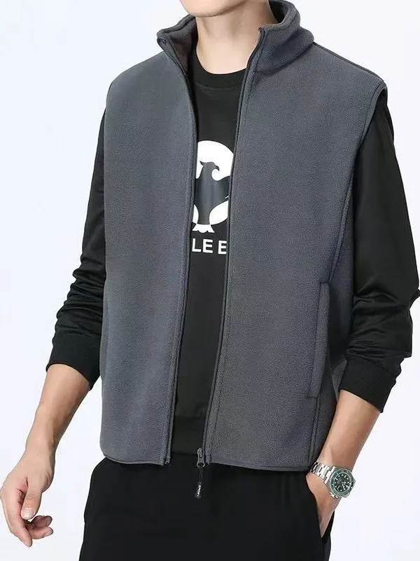 

Warm Fce Lined Vest Unlined Svel Men's Fce Vest Couple's Sle Winter Faion Youth Thiened Zipper Decoration