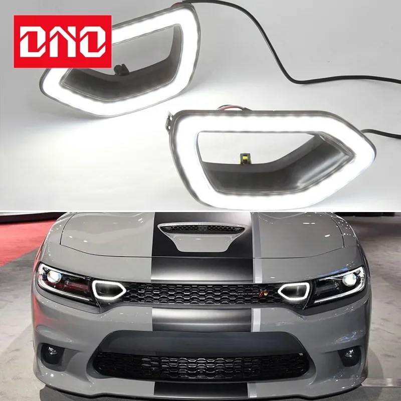 

Car LED DRL Daylights For Dodge Charger 2015 2016 2017 2018 2019 Yellow Turn Signal Daytime Running Headlamps Auto Driving Lamp