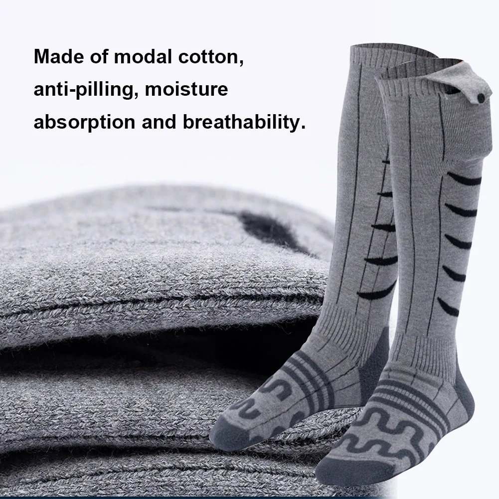 Chaussettes chauffantes électriques chaussettes de ski résistantes au froid chauffage rapide chaussettes thermiques chaudes d'hiver lavables pour le cyclisme Camping patinage