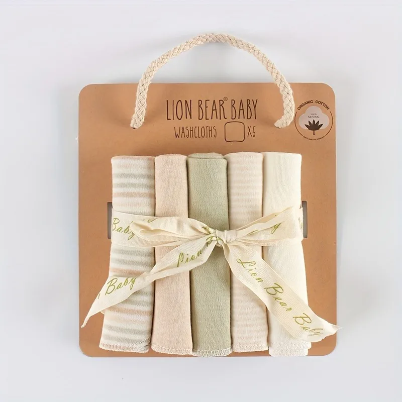 Baby Washcloths Soft Absorbent Newborn Bath Face Towel Natural Baby Wipes for Delicate Skin Baby Registry as Shower(5 Pack)