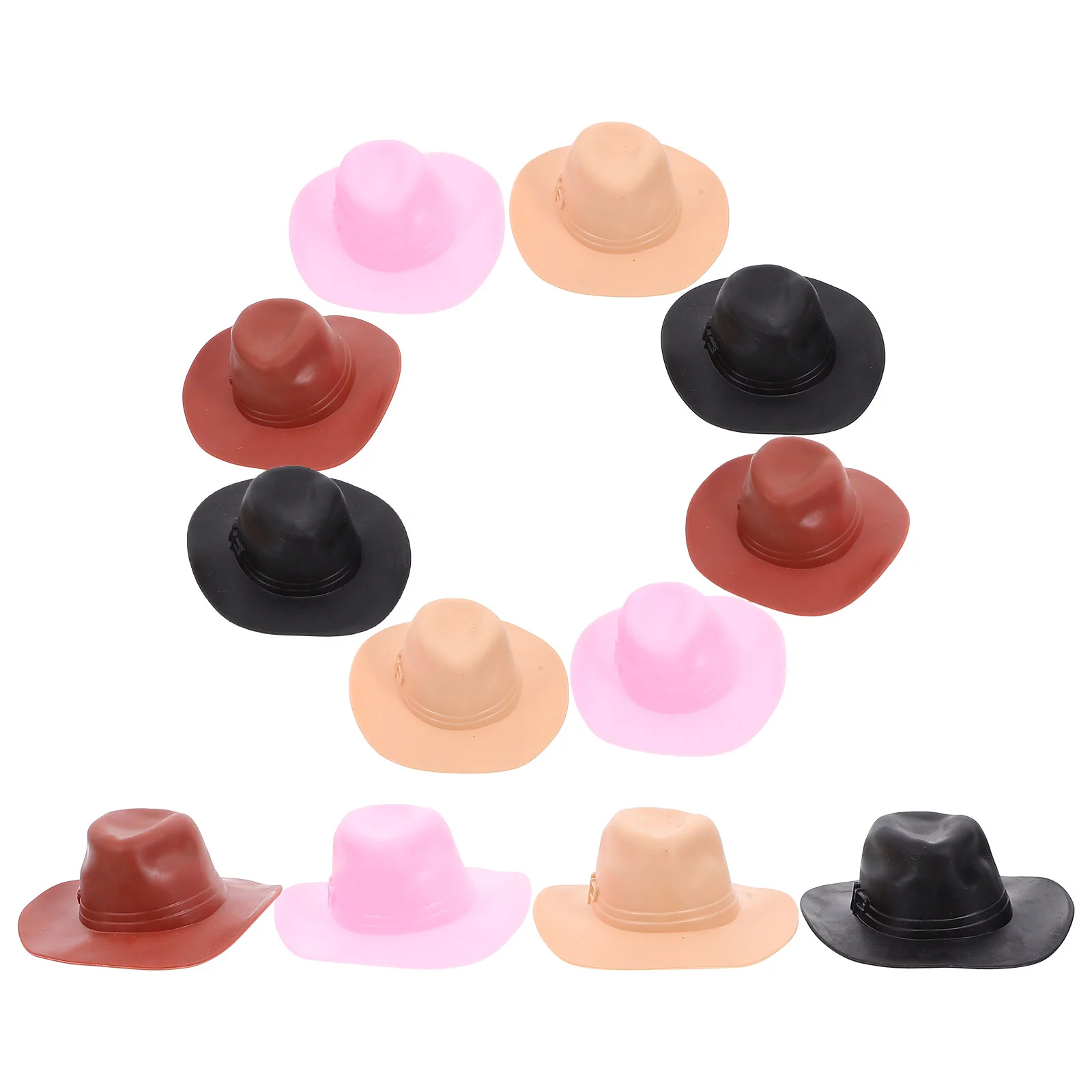 12 Uds sombrero vaquero gorra vaquera Mini para manualidades casa pastel decoraciones pequeños sombreros miniatura pequeña plástico Cowgirl bebidas suministros