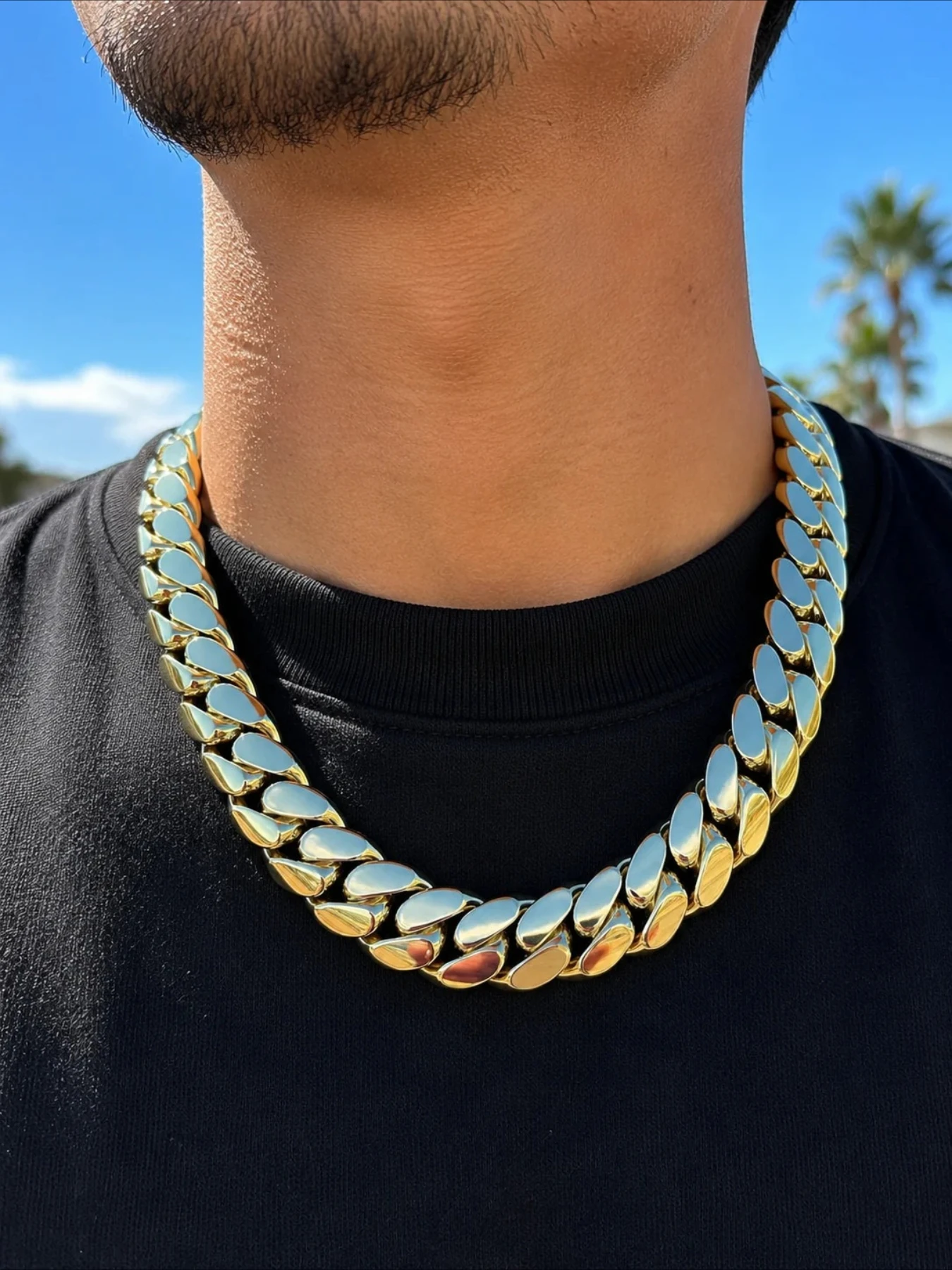 Chain Necklace 22mm Dragon Beard Buckle Hip-hop Men's Cuban Chain, Friends Date Dinner Wear, Heart Niche Trend Holiday Gifts