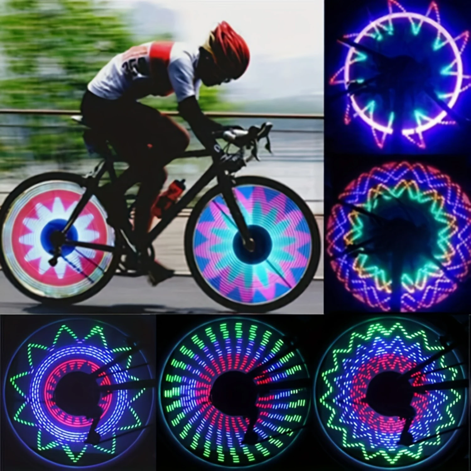 

Set of 4 Bright Waterproof LED Bicycle Rim Lights for Night Riding - Colorful 32-Pattern Safety Bike Spoke Lights for Kids & Adu