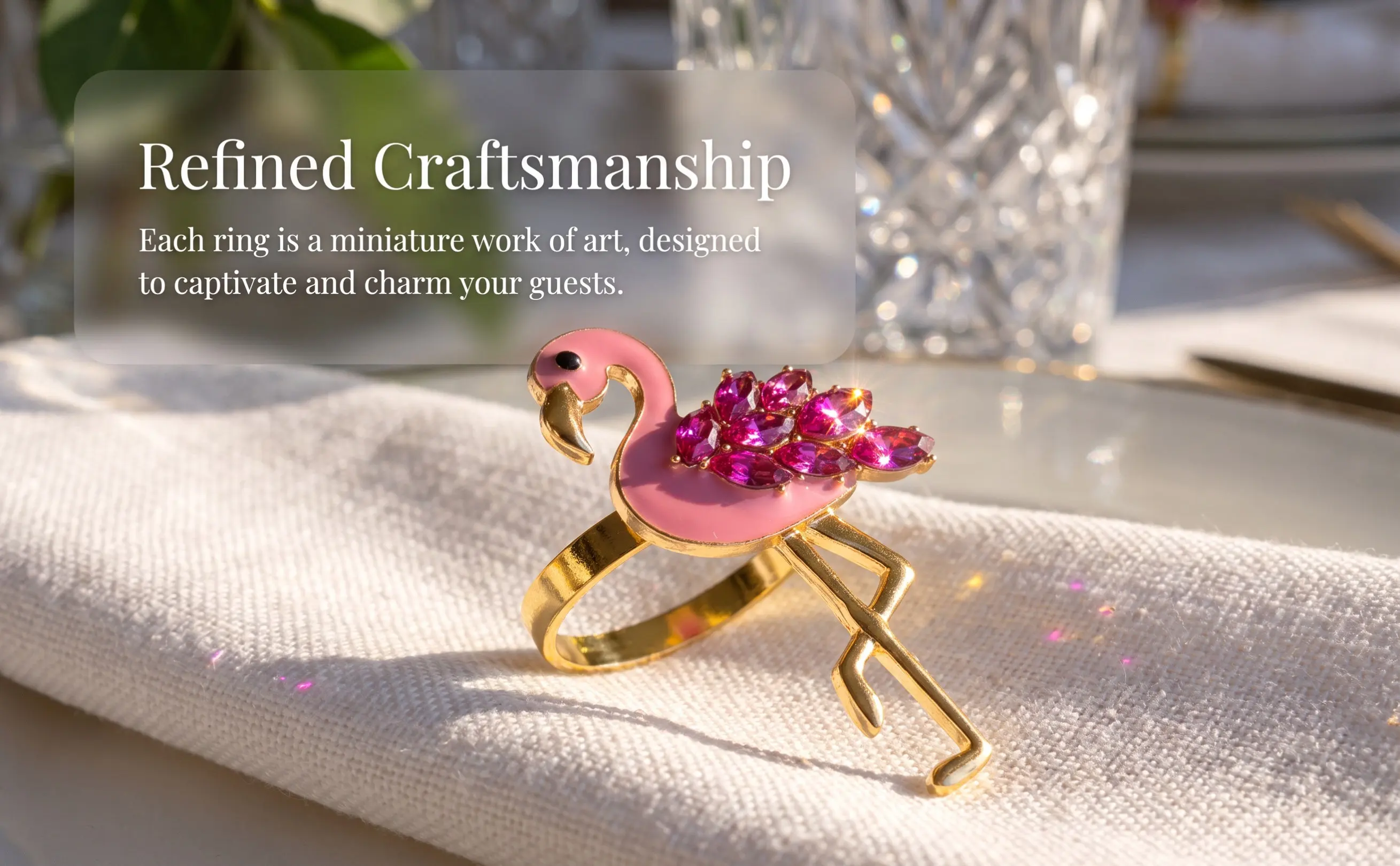 4Pcs Flamingo Napkin Rings Alloy Cute Animal Design Table Decor Napkin Clasps for Wedding Party Family Gatherings