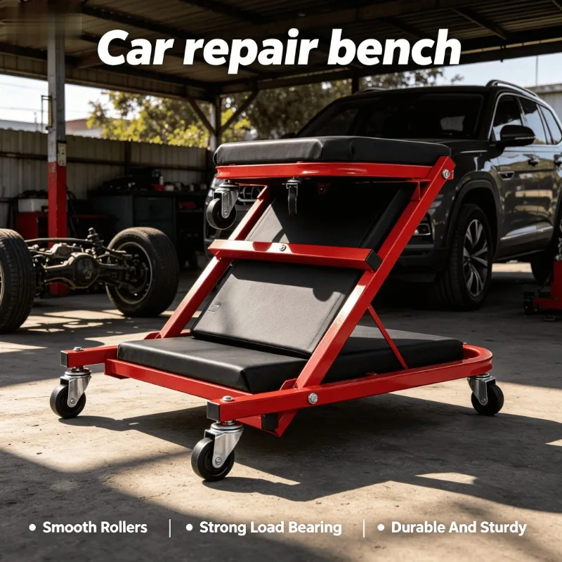 

Padded Headrest Steel Frame Portable Heavy Duty Low Profile Rolling Car Creeper Laying Board Portable Mechanic Creeper Pro