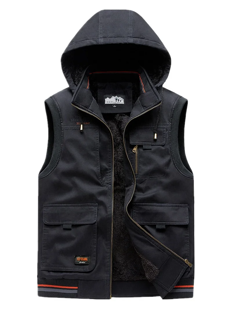 الدافئة القطن سترة الذكور سترة الرجال موضة جديدة عادية رشاقته Gilets أكمام صدرية الشتاء صوف الضأن سترة معطف تانك القمم 8XL