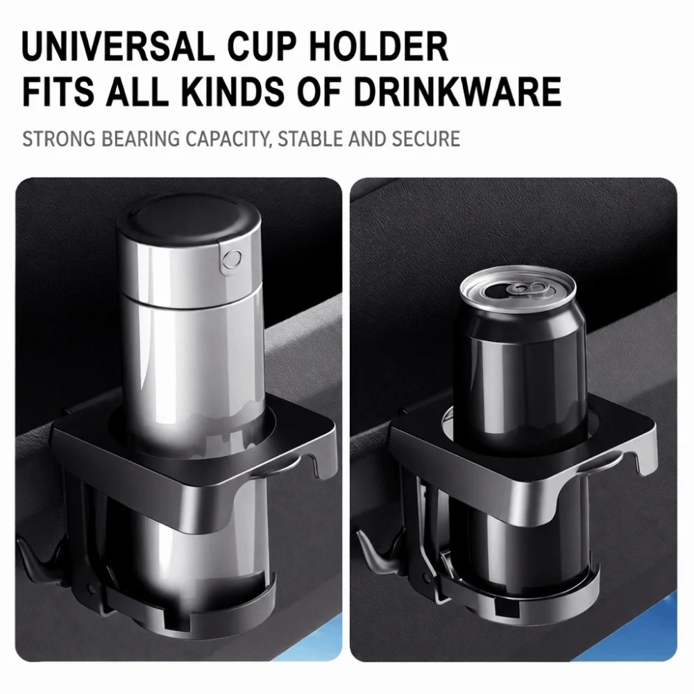 Foldable Car Cup Holder Anti Vibration Space Saving Car Drink Holder Stable Grip One Hand Access Foldable Cup Holder