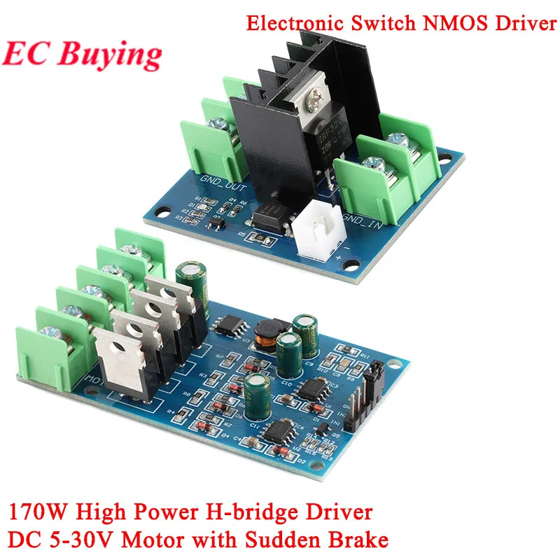 170W DC 5-30V High Power H-Bridge Motor Driver Module NMOS Brake Duty Cycle for Motor 4 External NMOS Tubes Two PWM Input