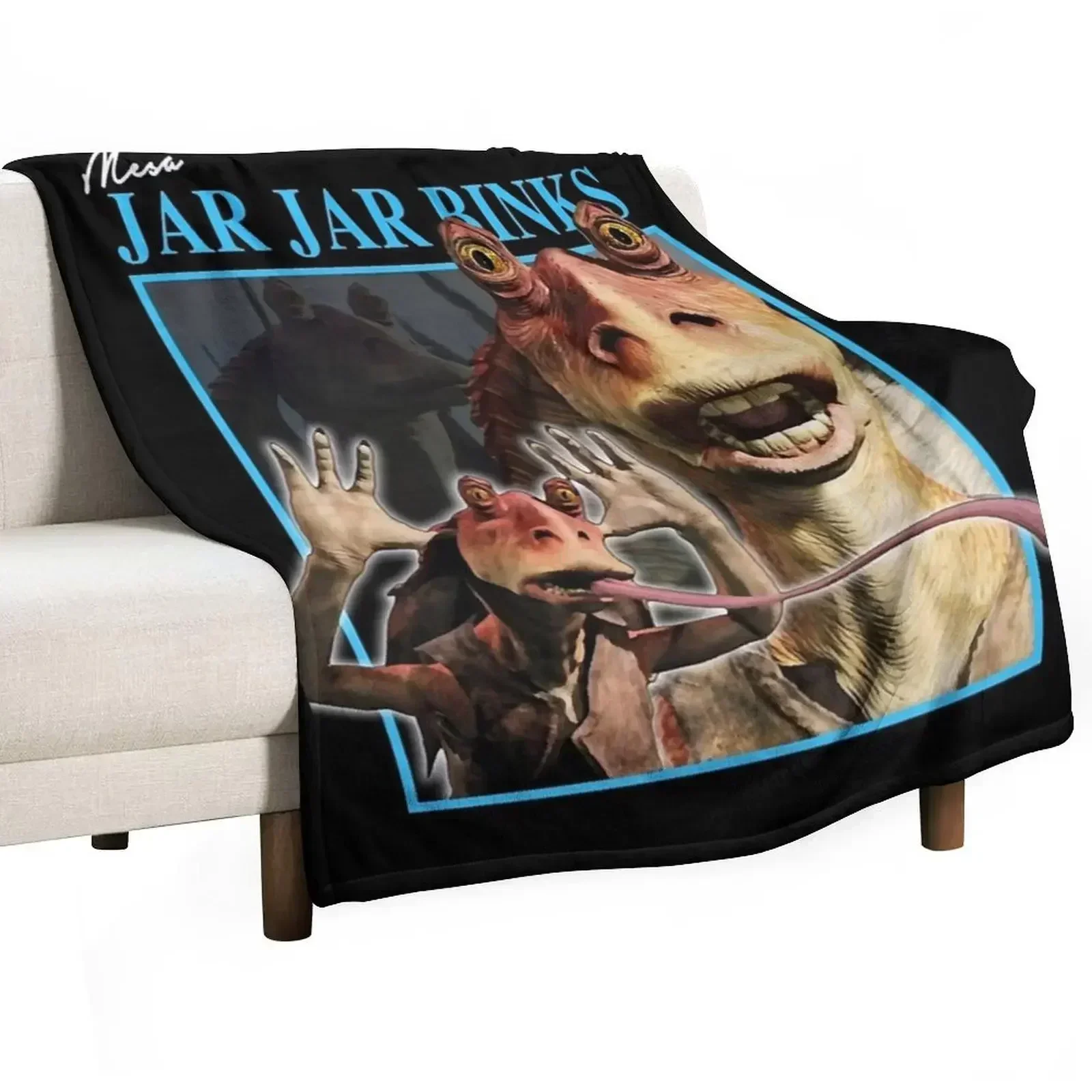 

Retro Jar Jar Binks Graphic Throw Blanket Flannels Large Decorative Throw Bed Fashionable Blankets