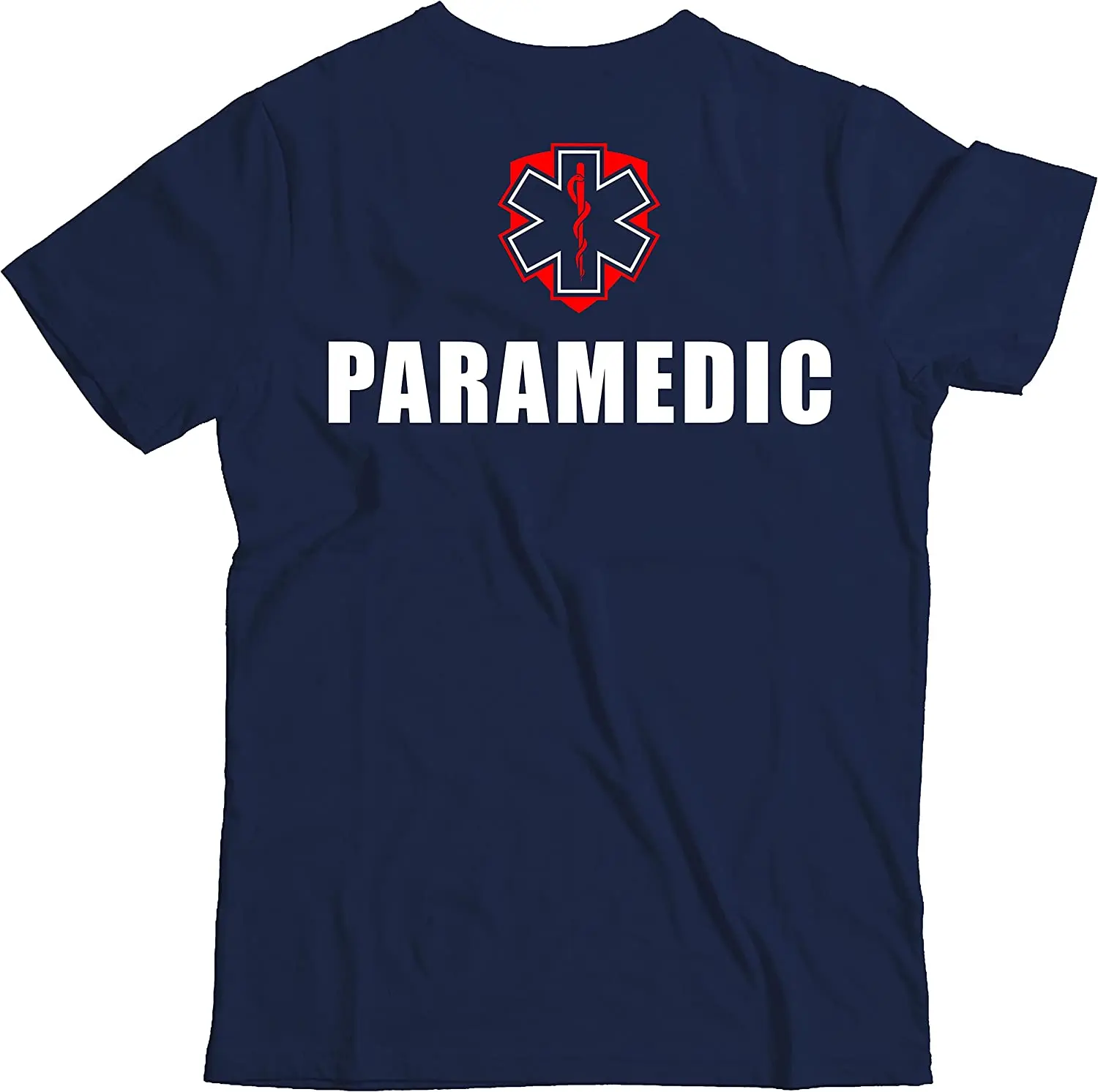 Paramedic T-Shirt, Front And Back Print Tee Shirt Men\'s 100% Cotton Casual T-shirts Loose Top Size S-3XL