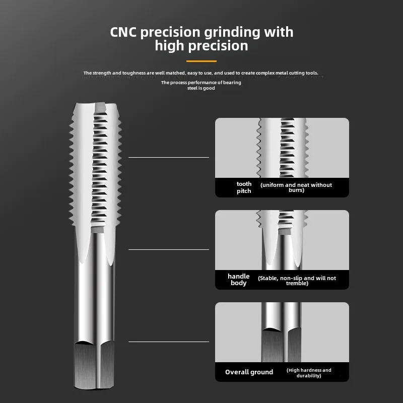 Industrial grade high hardness internal thread hand tap metric set extended standard straight groove fine thread hand tap image 4