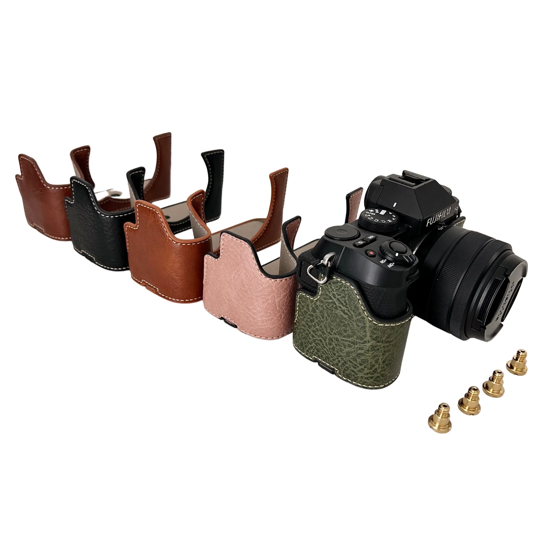 Buffalo Pattern PU Leather Case Camera Bag Half Body Base Protector for Fujifilm X-S20 Fuji XS20 Protective Opening Bottom Cover