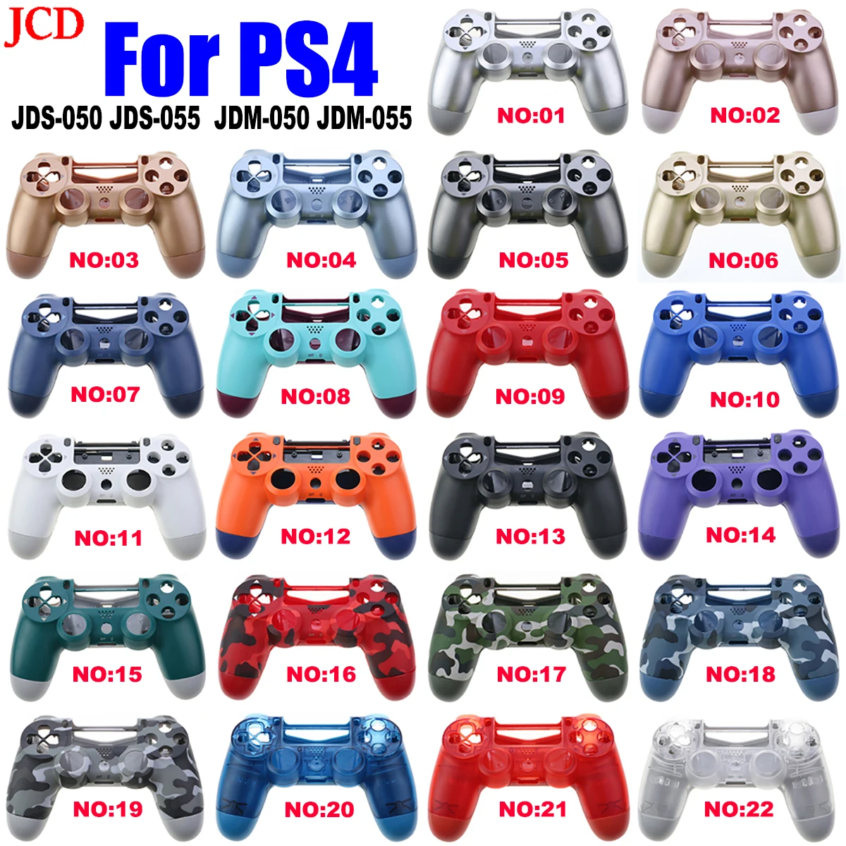 

JCD NO:01-15 High Quality DIY Full Shell Case Housing For PS4 5.0 Controller Replacement Parts Joystick JDS-050 JDS 055 JDM 050