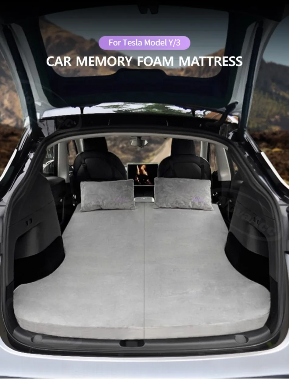 Car Mattress for Camping Trunk Memory Foam Mattress Foldable Memory Foam Car Bed Non-Slip Design for Tesla Model Y 3 2021-2026