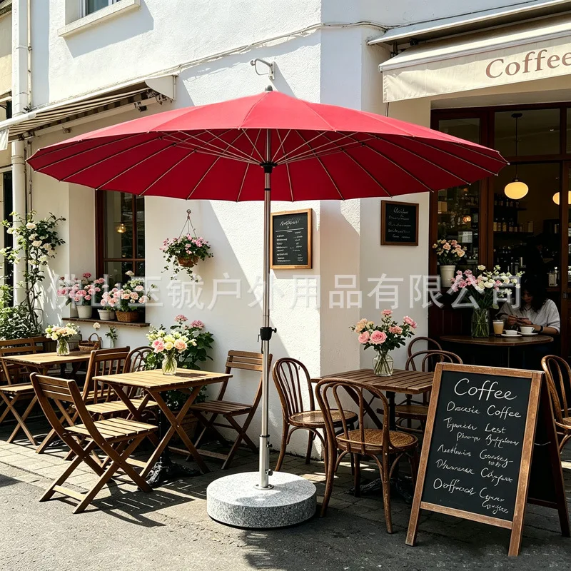 HYS steel wire umbrella outdoor parasol courtyard hand-cranked umbrella Chinese sunscreen B & B hotel terrace central