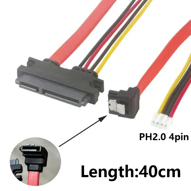 PH2.0mm 4 pines a SATA tipo pequeño a 15 pines SATA HDD SSD SATA Cable de alimentación 20AWG para cable Industrial 12V GND GND 5V PW