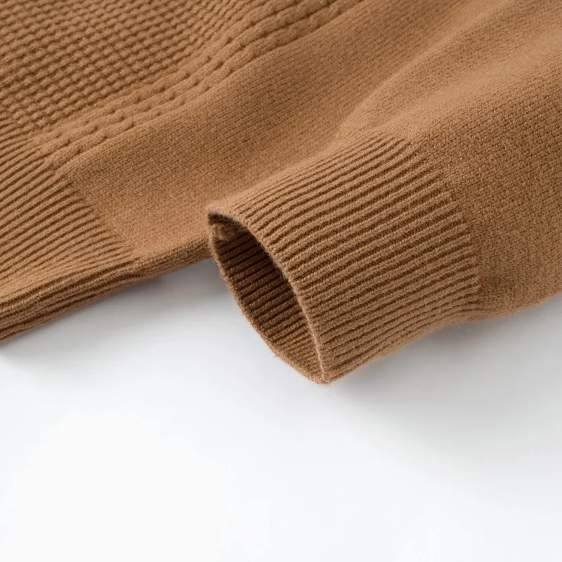 Luxury Man Waffle Long Sleeves Knit T-Shirt Korean-Style Autumn Winter New Round Neck Pullover Fashion Versatile Men's Clothing