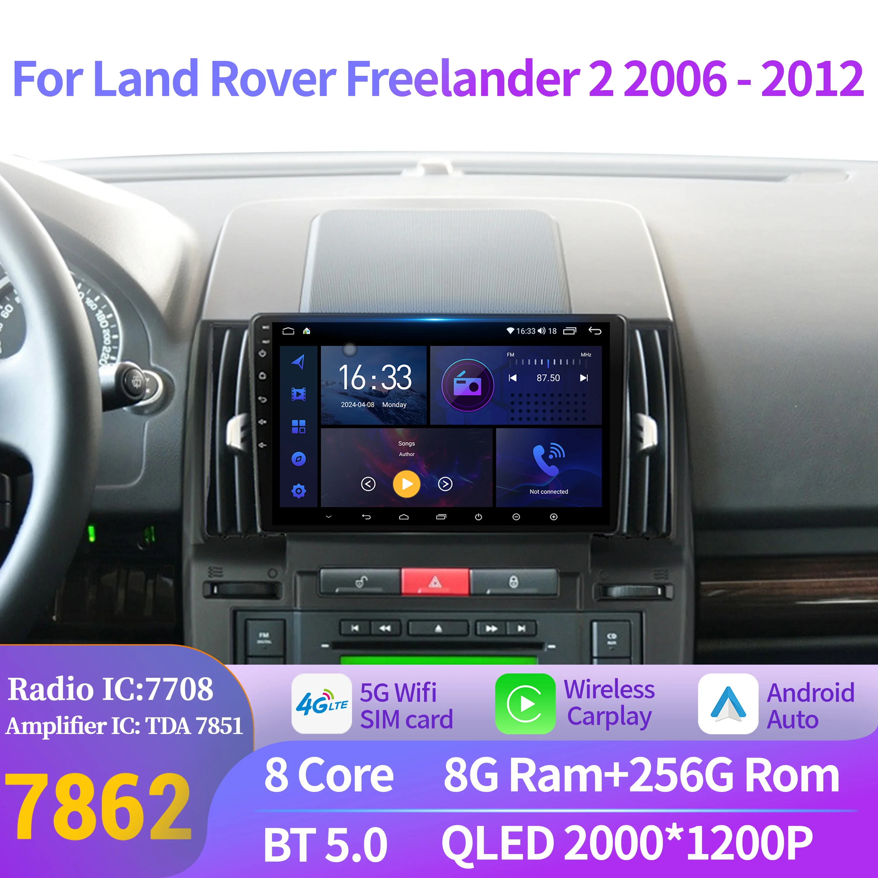 

Android 14 Car Radio For Land Rover Freelander 2 2006-2012 Wireless Bluetooth Carplay Multimedia 7862S 8G 256G 2K QLED Screen