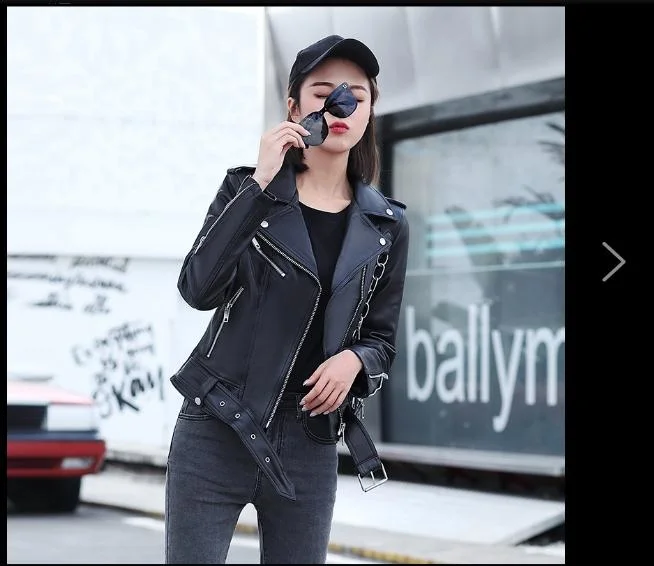 leather Free shipping.wholesales.women fashion jacket.slim biker genuine leather coat.soft sheepskin clothing,Brand new