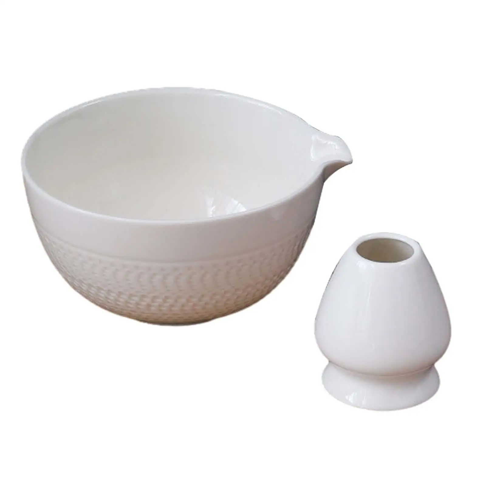Matcha Tea Infusions Accessories Ceramic Bowl with Pouring Spout Support and Whisk Holder for Relaxing Tea Gatherings