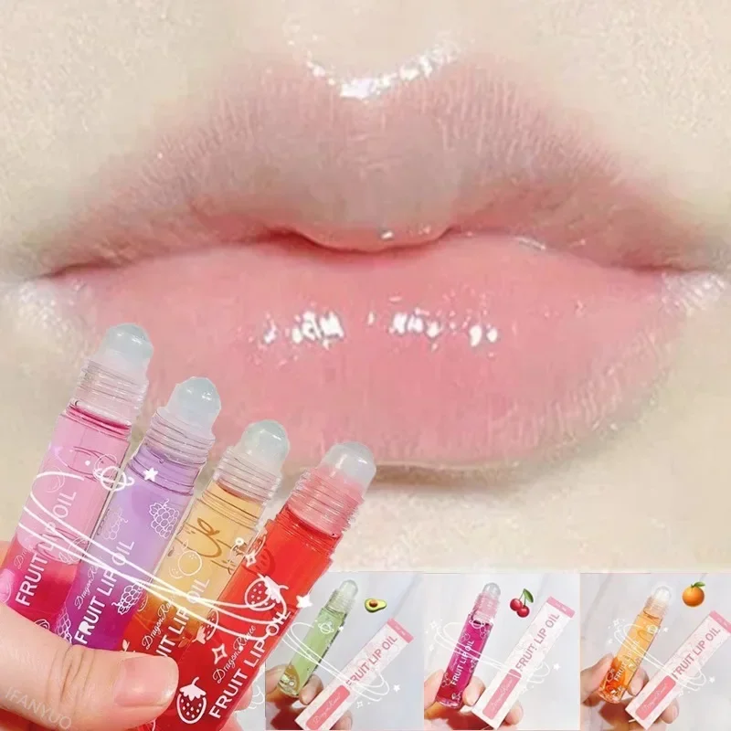 Baume à lèvres à bille aux fruits, 6 couleurs, hydratant et hydratant, huile transparente, brillant à lèvres hydratant longue durée, cosmétiques