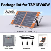 FF Flashfish Solar Panel 60W Solar Charger Foldable USB 18V DC Solar Cell for Charging Solar Generator Phone Outdoor Camping RV