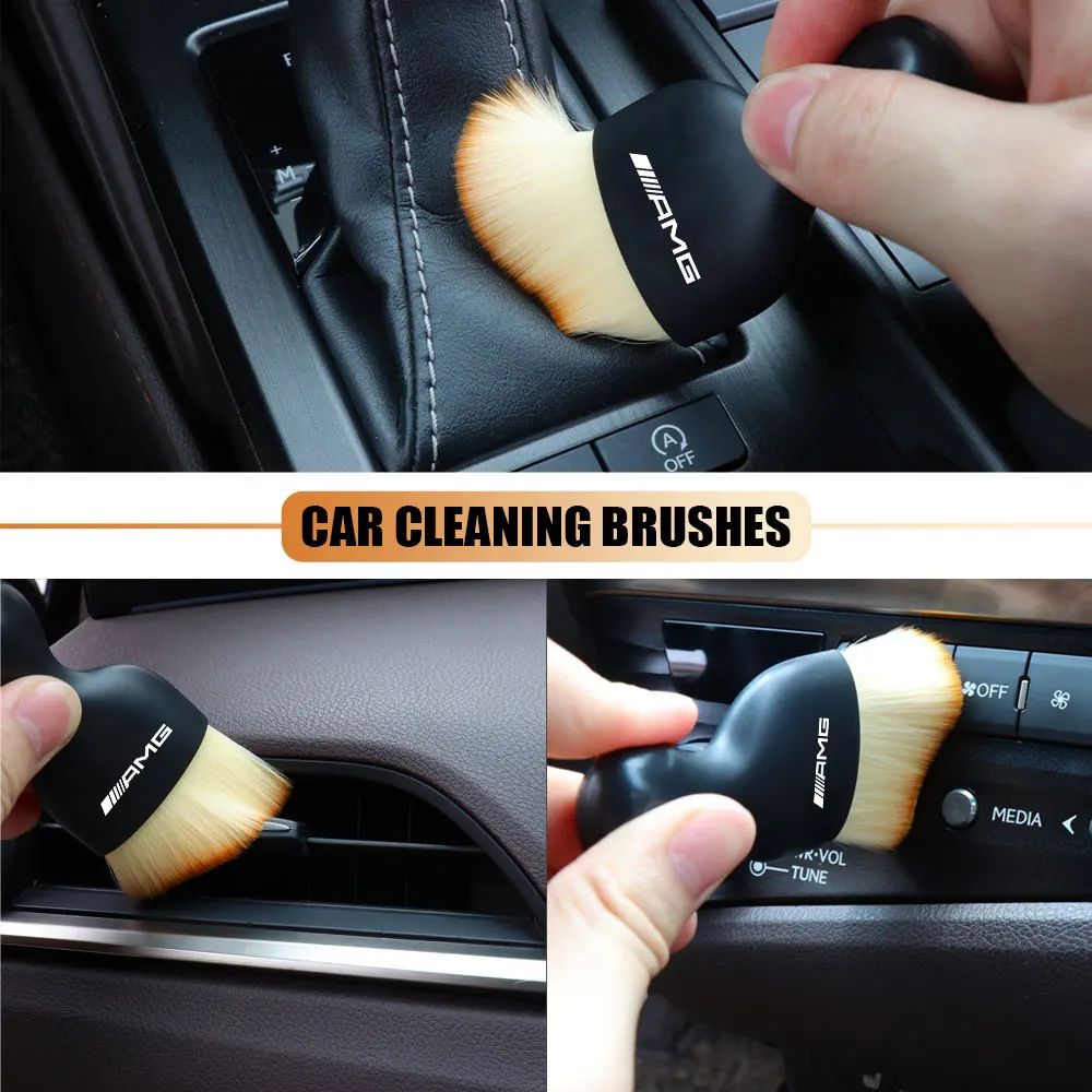 1/2PCS Auto Styling Interior Cleaning Tools For Mercedes Benz AMG A B C Class E GLA W212 Car Dust Removal Soft Brush Accessories