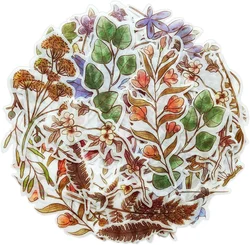 Leaves Plant Flower Washi Planner Sticker, Decorative Adhesive  Craft Scrapbooking Sticker Set for Diary, Album 60 PCS