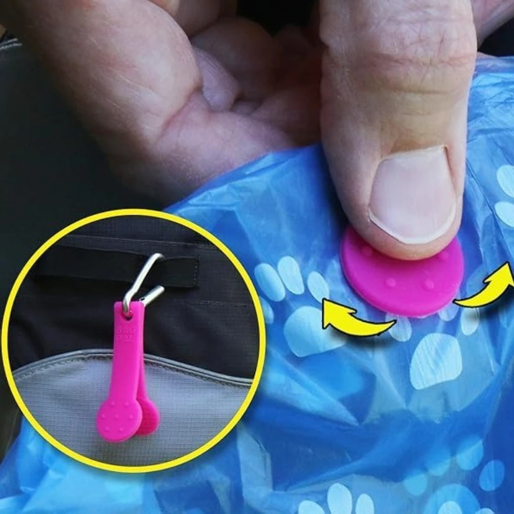 2 قطعة متعدد الألوان مشبك بلاستيكي معدني مستدير اللوازم المكتبية المدرسية الكلب البراز حقيبة فتاحة الزجاجات في الهواء الطلق لمشابك حقيبة التخزين #3