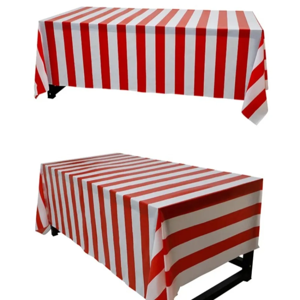 New Red and White Striped Party Tablecloth Picnic Birthday Circus Cloth Stripe Mats Christmas Photo Props