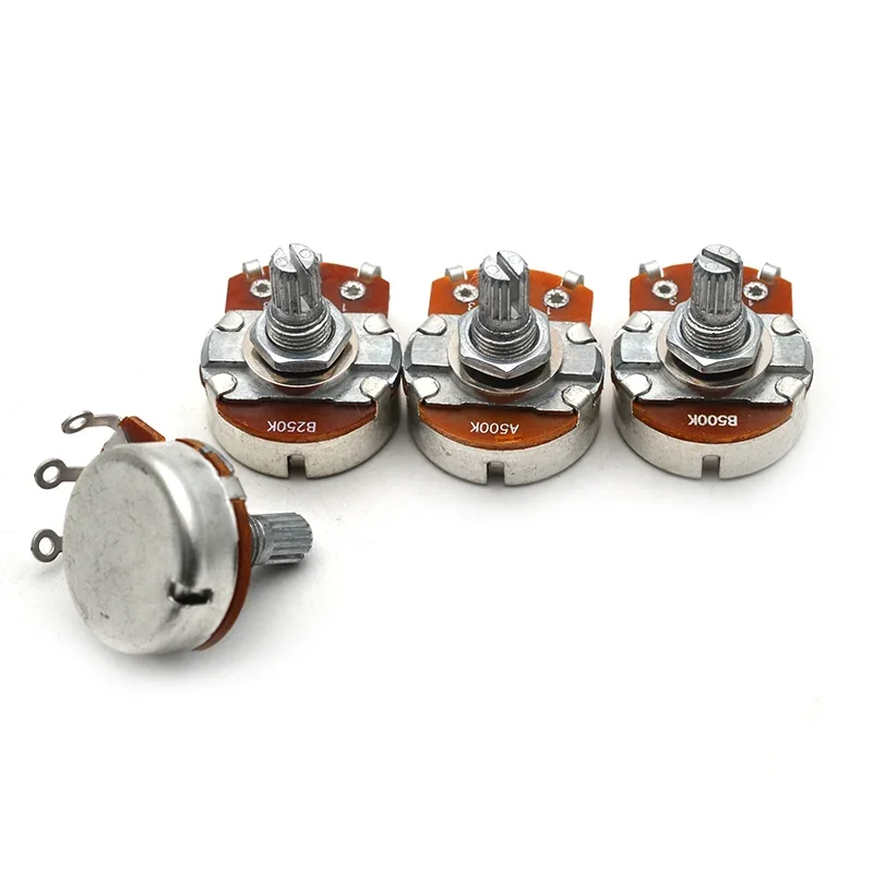 

50pcs A250K/B250K/A500K/B500K Split Shaft 15mm Guitar Volume Tone Pots Potentiometer for ELectric Guitar Bass