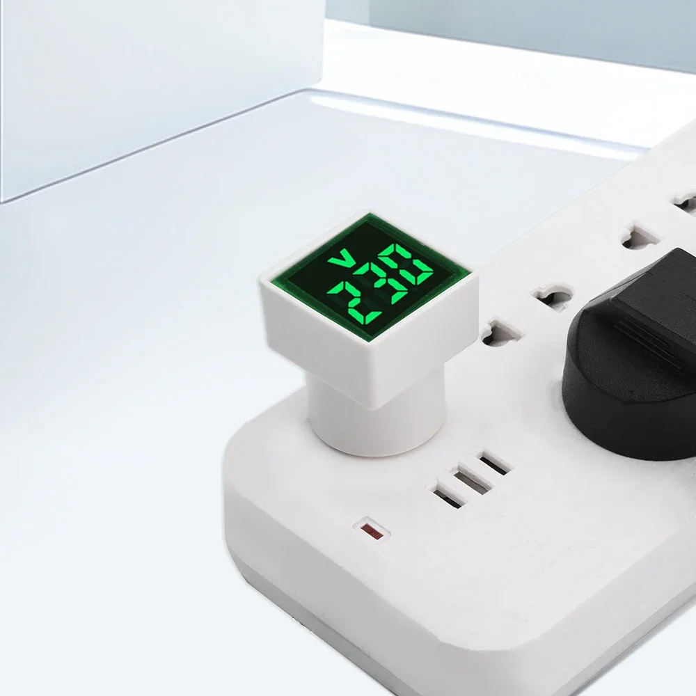 LED Display Square Voltmeter Indicator Light, AC 50V‑500V 220V Digital Voltage Tester Monitor, EU Plug Electrical Instruments