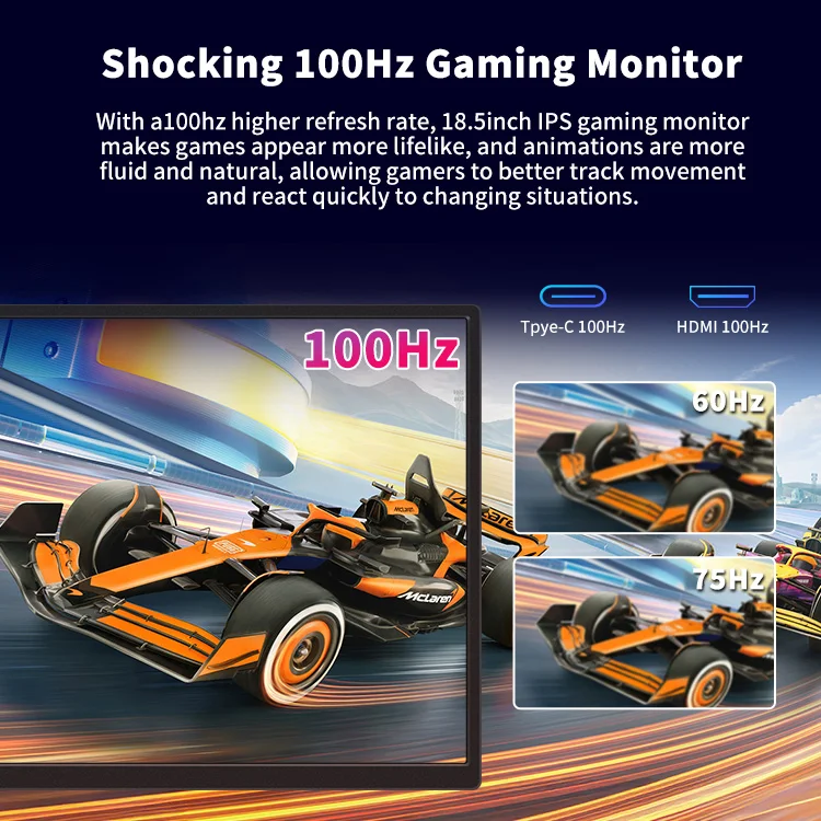 18.5 Inch 1080P Portable Laptop Monitor with Dual Speakers IPS HDR HD 100HZ Gaming Monitor Portable Screen Extender