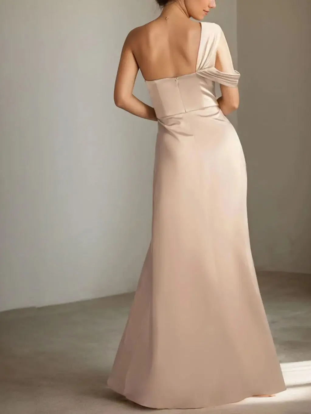 Elegant A-line Evening Dress Sleeveless Satin Prom Gown Floor Length One Shoulder Slit Wedding Guest Dress 2025 Free Customized